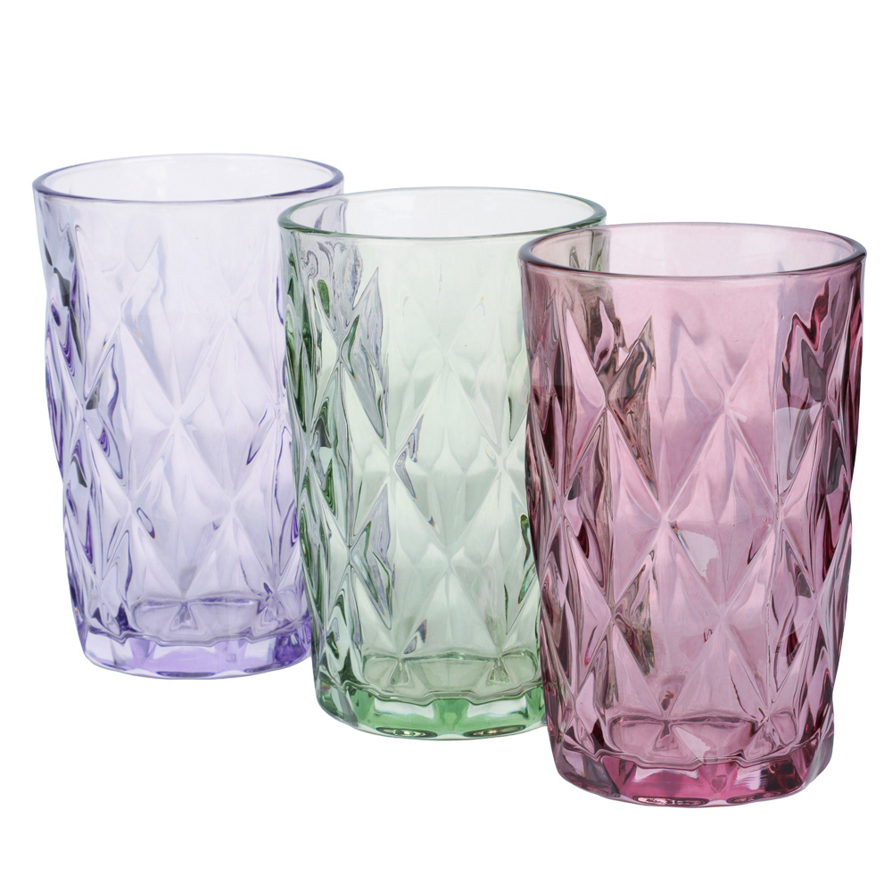 Набор стаканов тм MILLIMI Ромб, 350мл, стекло, 3 шт, цвет - #2