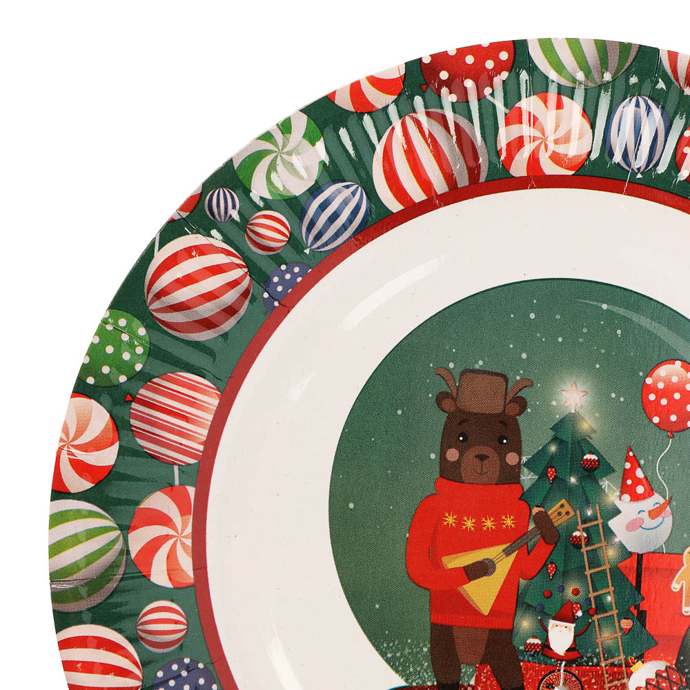Набор бумажных тарелок Рождественская сказка, 6 шт d=230 мм - #3