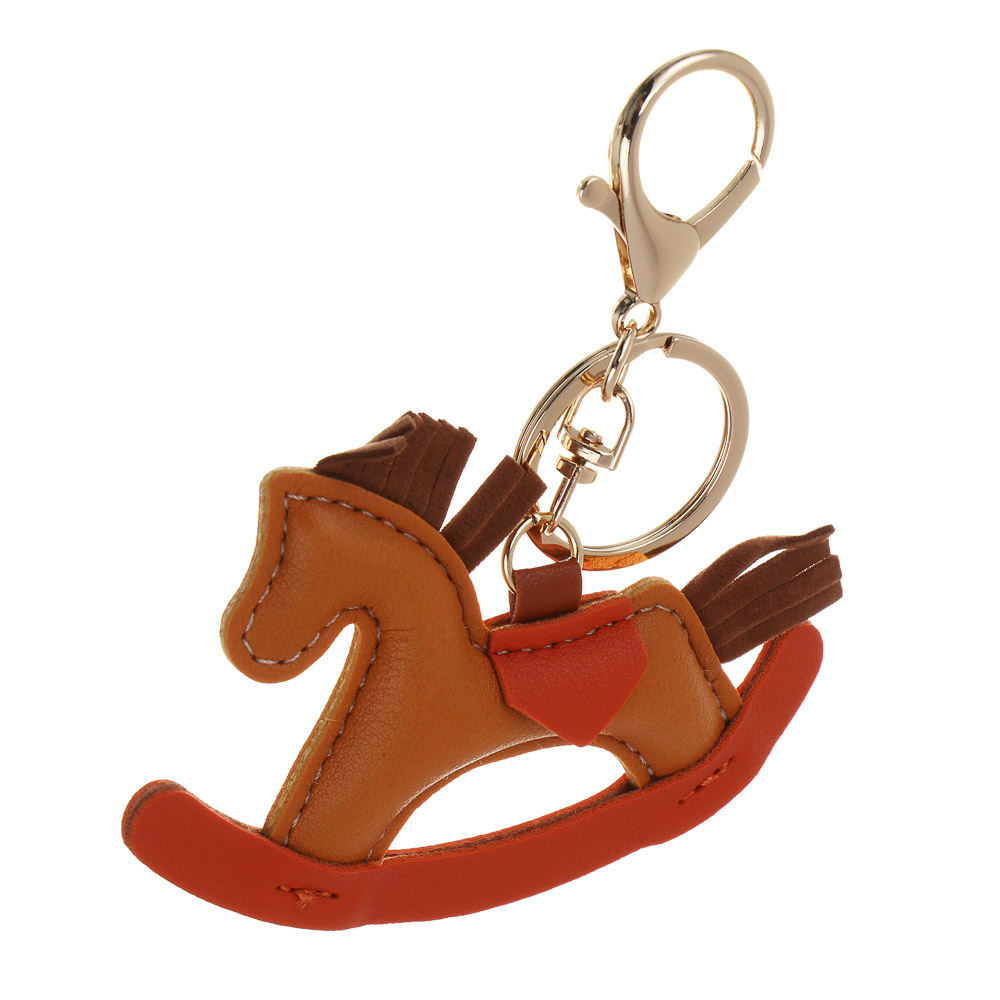 СНОУ БУМ Брелок лошадка иск.кожа бежевая, 9 см - #2