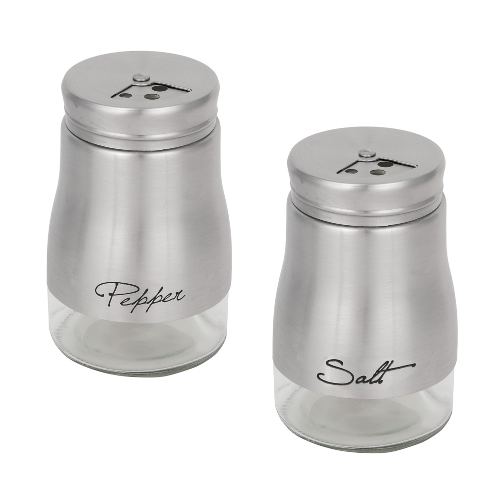 VETTA Набор солонок 2шт с подставкой "Классик" , нерж.сталь, стекло - #4