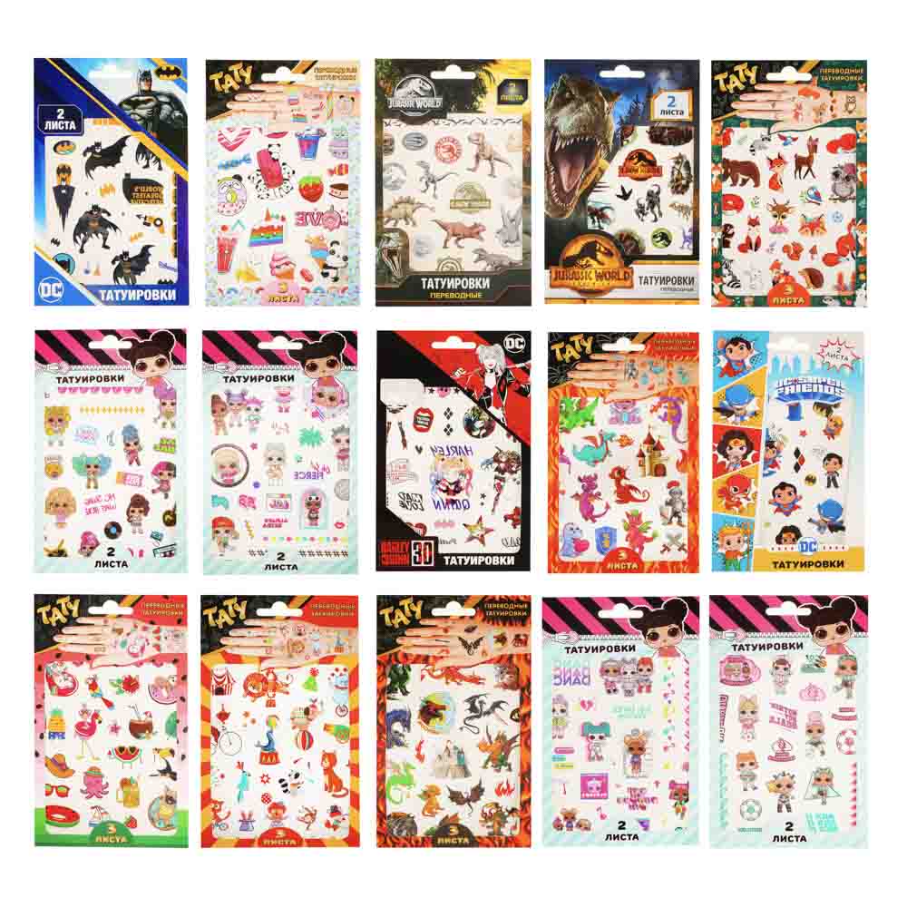 НД ПЛЭЙ Наклейки-татуировки, бумага, 11,8х19см, 2 листа, 4 дизайна - #1
