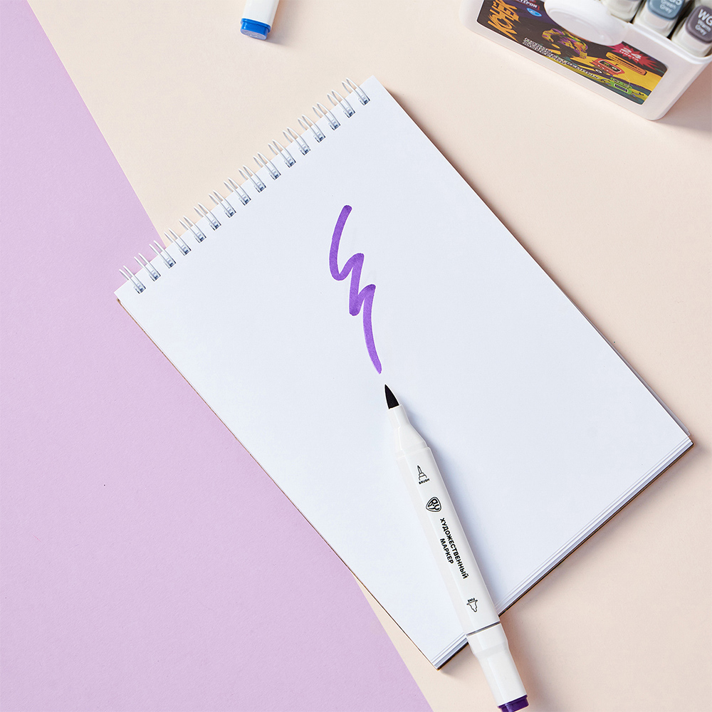 BY Русские Супергерои Набор маркеров худ., 2-стор., круг.нак./кист., 24цв., "Конек джуниор", пл.бокс - #9