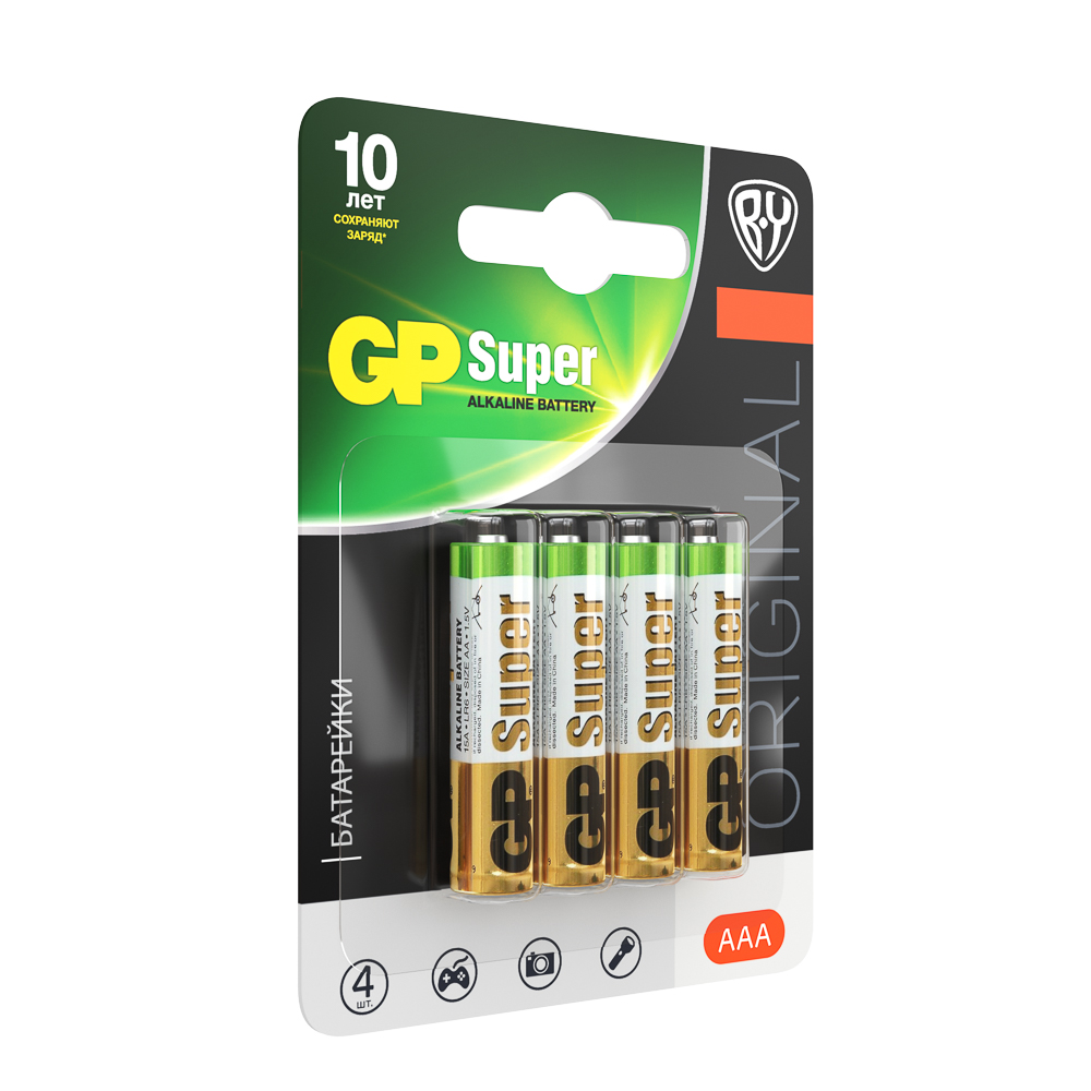 GP Super BY Original Батарейки 4шт, тип ААA, 24AGM-2CR4, BL - #2