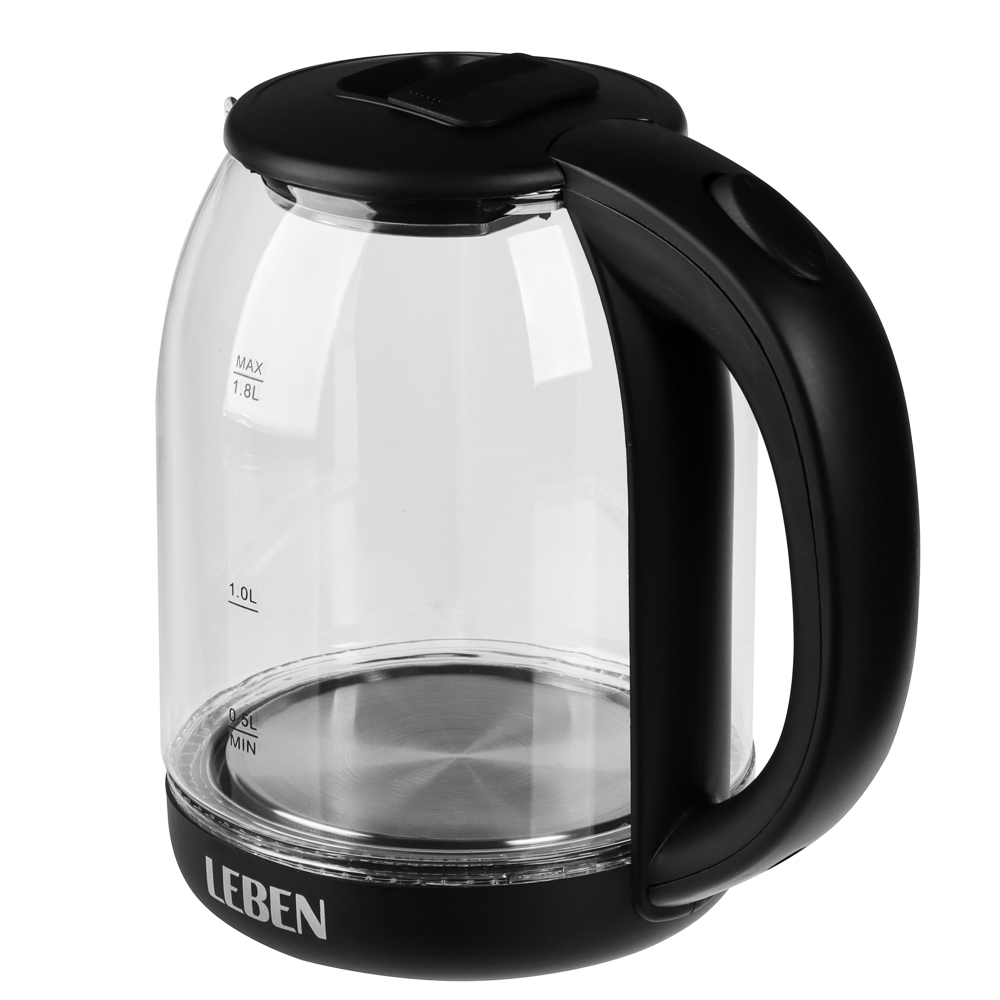 Чайник электрический, 1,8 л, 1500 Вт, стекло, черный (без подсветки) - #10