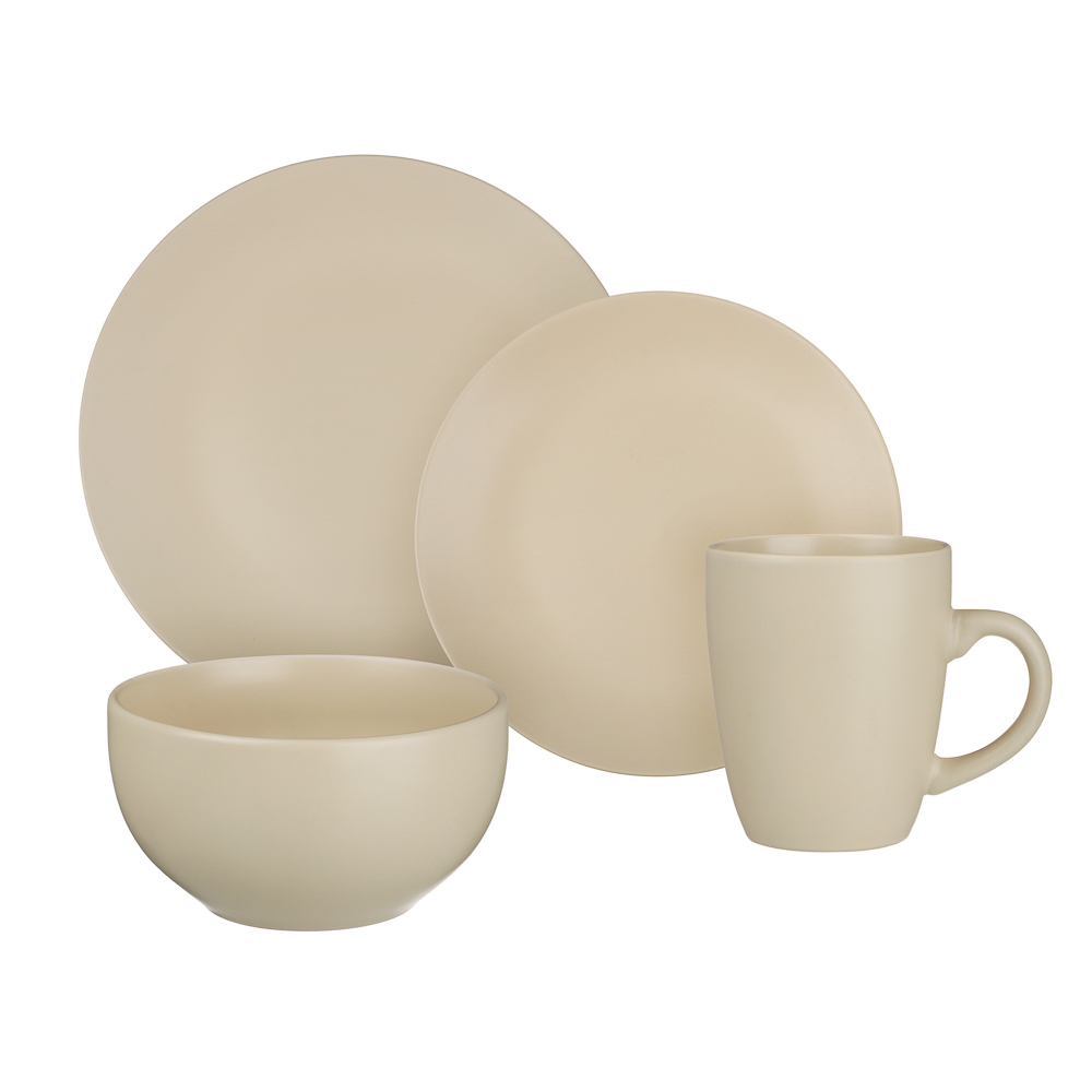 MILLIMI Набор стол.посуды 16пр(тар26см*4, тар20см*4, салатн650мл*4, кружка340мл*4) керамика, кремовы - #1