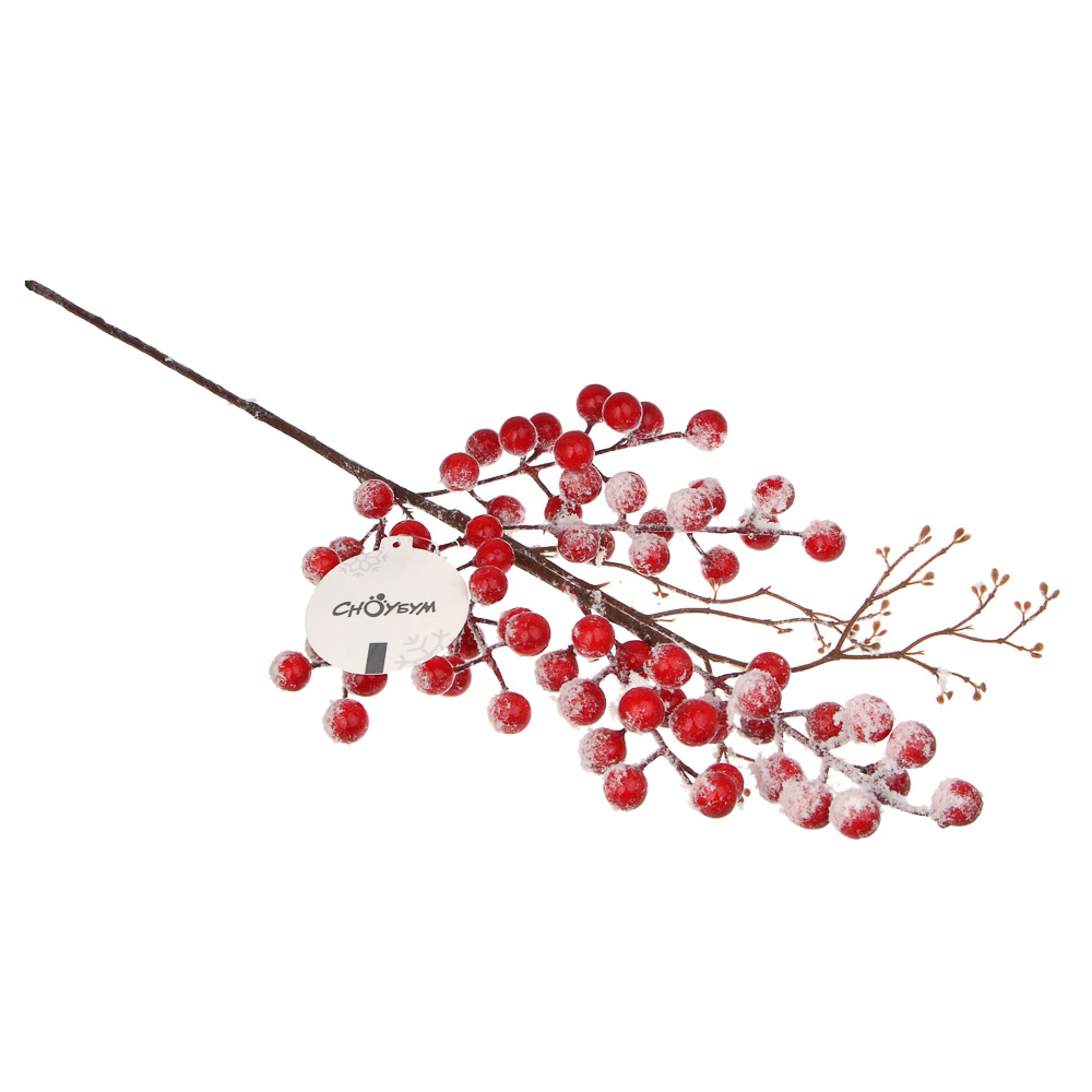 СНОУ БУМ Ветка с заснеженными ягодами 52 см, металл, пластик - #4