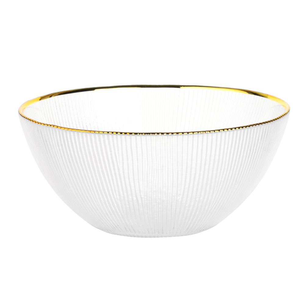 MILLIMI Салатник 20см, 1100мл, стекло, золотая отводка - #1