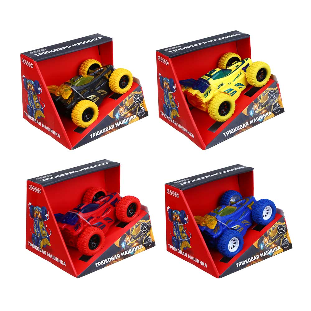 ИГРОЛЕНД Машинка трюковая, свет, разворот, 3хLR41, АBS, РР, 12x9,5x5,5см, 4 дизайна - #3