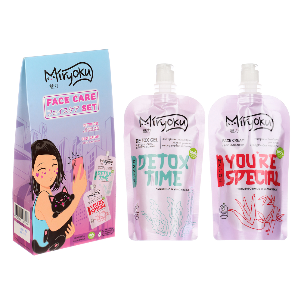 Подарочный набор женский MIRYOKU Face Care, крем для лица + детокс-гель для умывания, 2х100 мл - #2