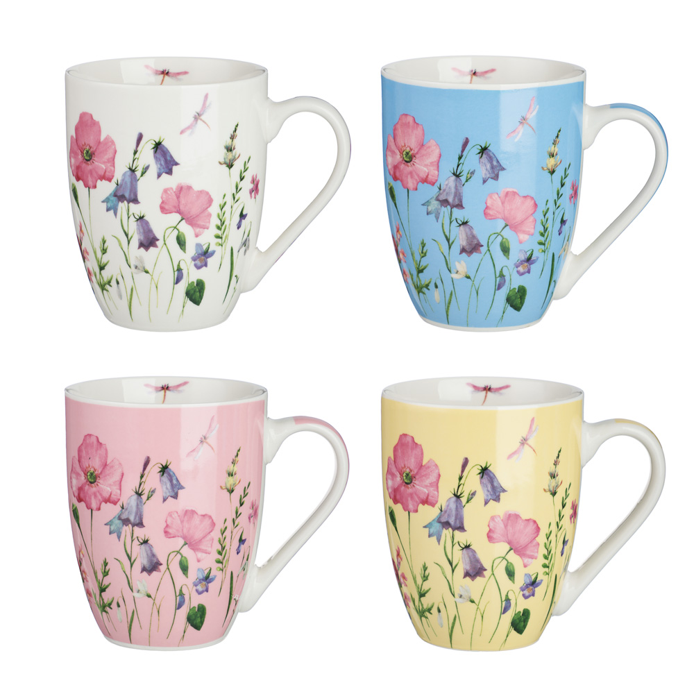 Кружка 350мл, фарфор, "Соцветие", 4 цвета - #1