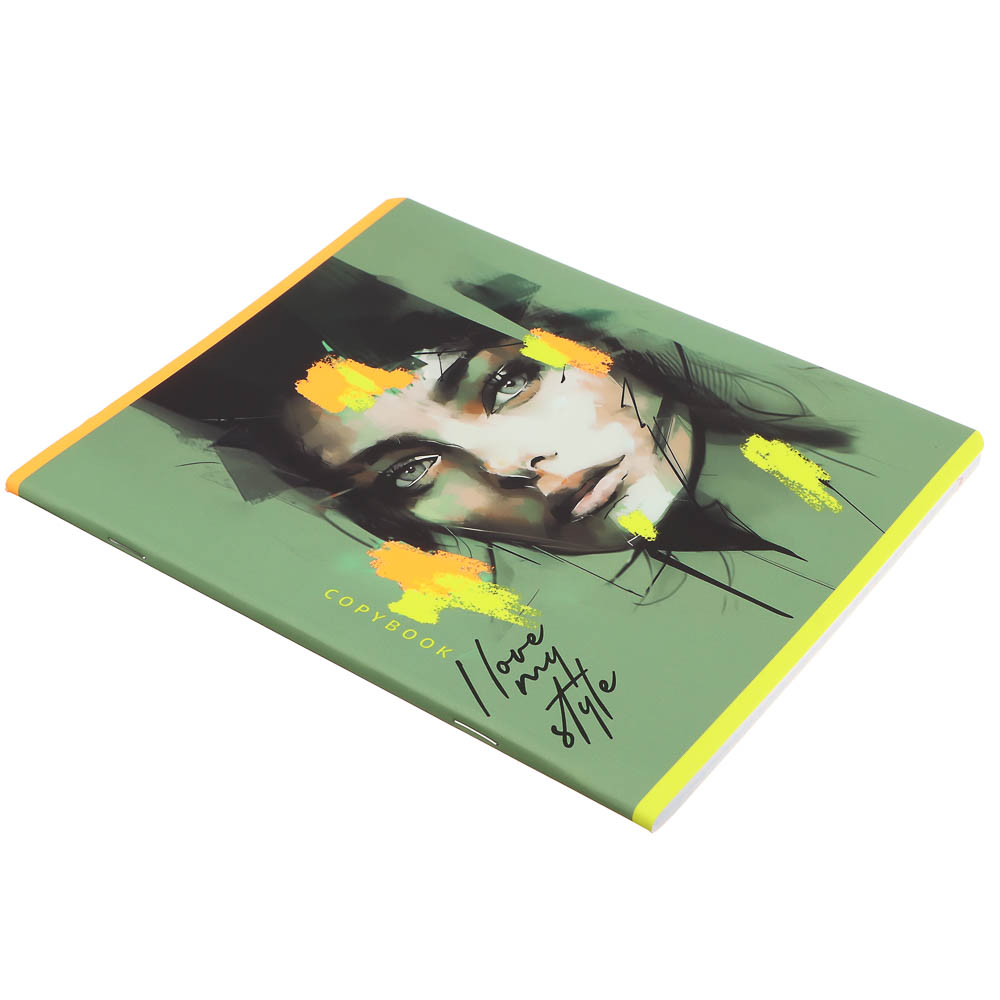 Тетрадь 48л. в клетку, офсет, обл.мел.картон, скрепка, софт тач, микс - #4