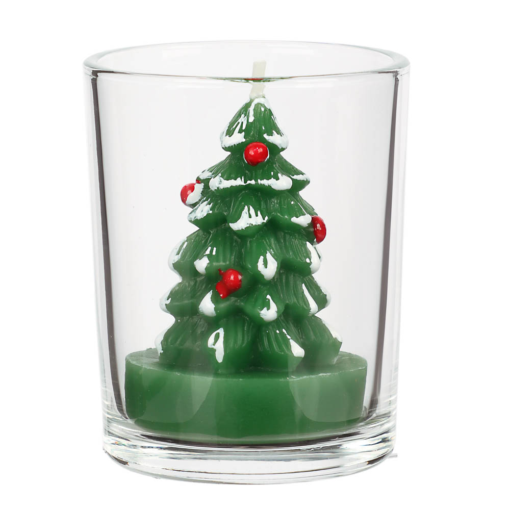 Свеча новогодняя в стеклянном стакане, 5x6 см, парафин, стекло, 4 вида - #5