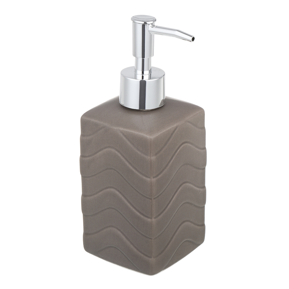 VETTA Дозатор для жидкого мыла, керамика, 18x7x7 см, волны, серый - #1
