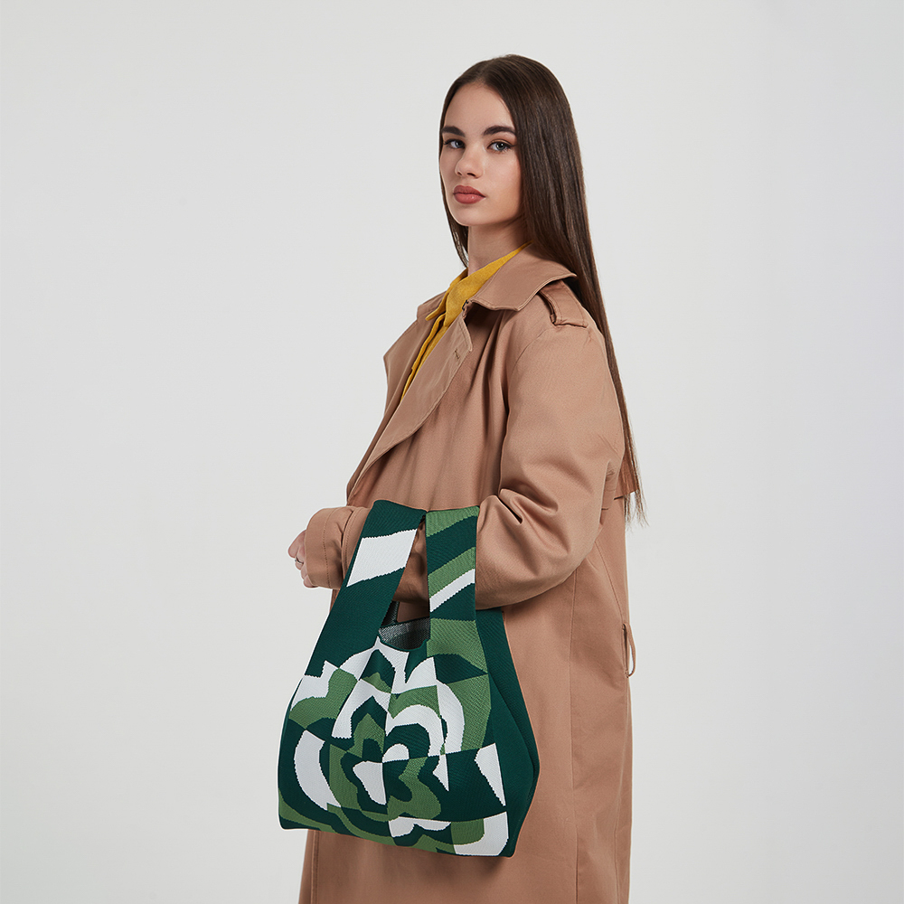 Сумка - шоппер 29х30x15см, 1 отделение, плотный "вязанный" ПЭ, 3 дизайна - #9