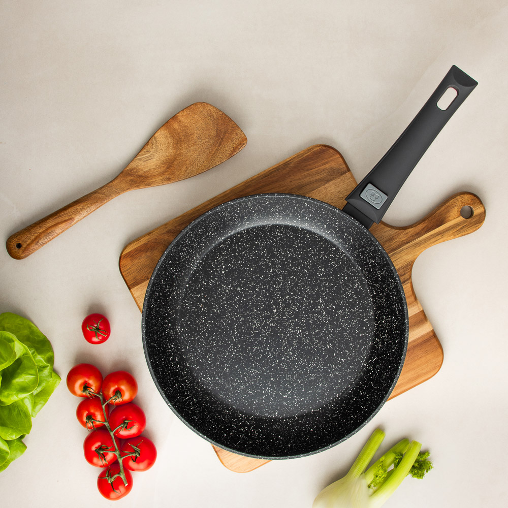 SATOSHI Оникс Сковорода литая d28см, антипригарное покрытие "мрамор", съемная ручка, индукция - #14