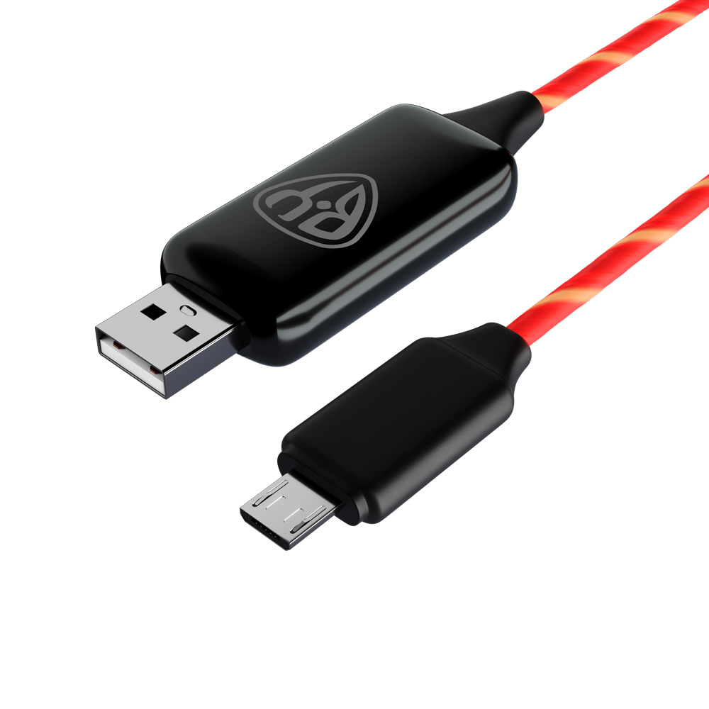 Кабель для зарядки Рыжий, светящийся, Micro USB, 1 м, LED подсветка оранжевая - #4