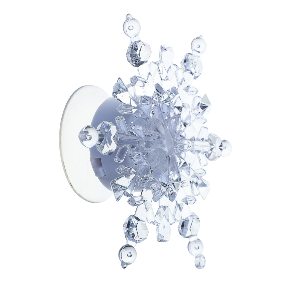 СНОУ БУМ Светильник на присоске в форме снежинки, пластик, 10,5x10x3 см, 3 дизайна - #5