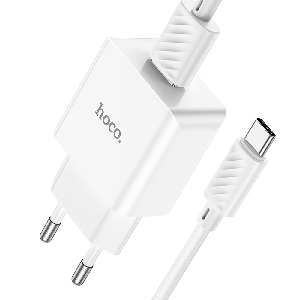 hoco. Комплект зарядное устройство с кабелем модель C106A, USB-A 10.5W, каб Type-C 1м, цвет: белый - #3