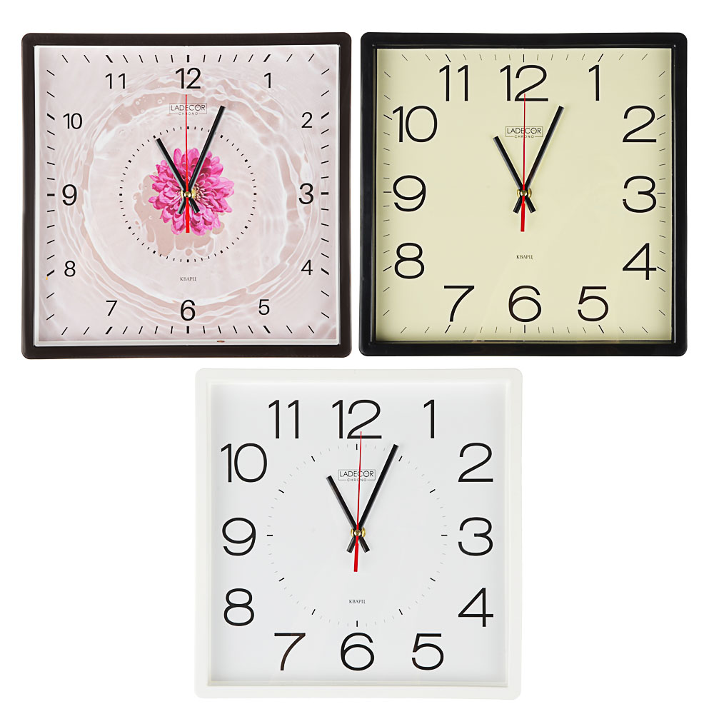 LADECOR CHRONO Часы настенные квадратные, 30х30см, пластик, 3 дизайна - #2