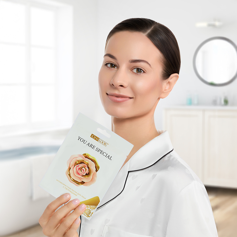 ЮНИLOOK Маска тканевая антивозрастная с пептидами Золотое кружево, 25 мл - #5