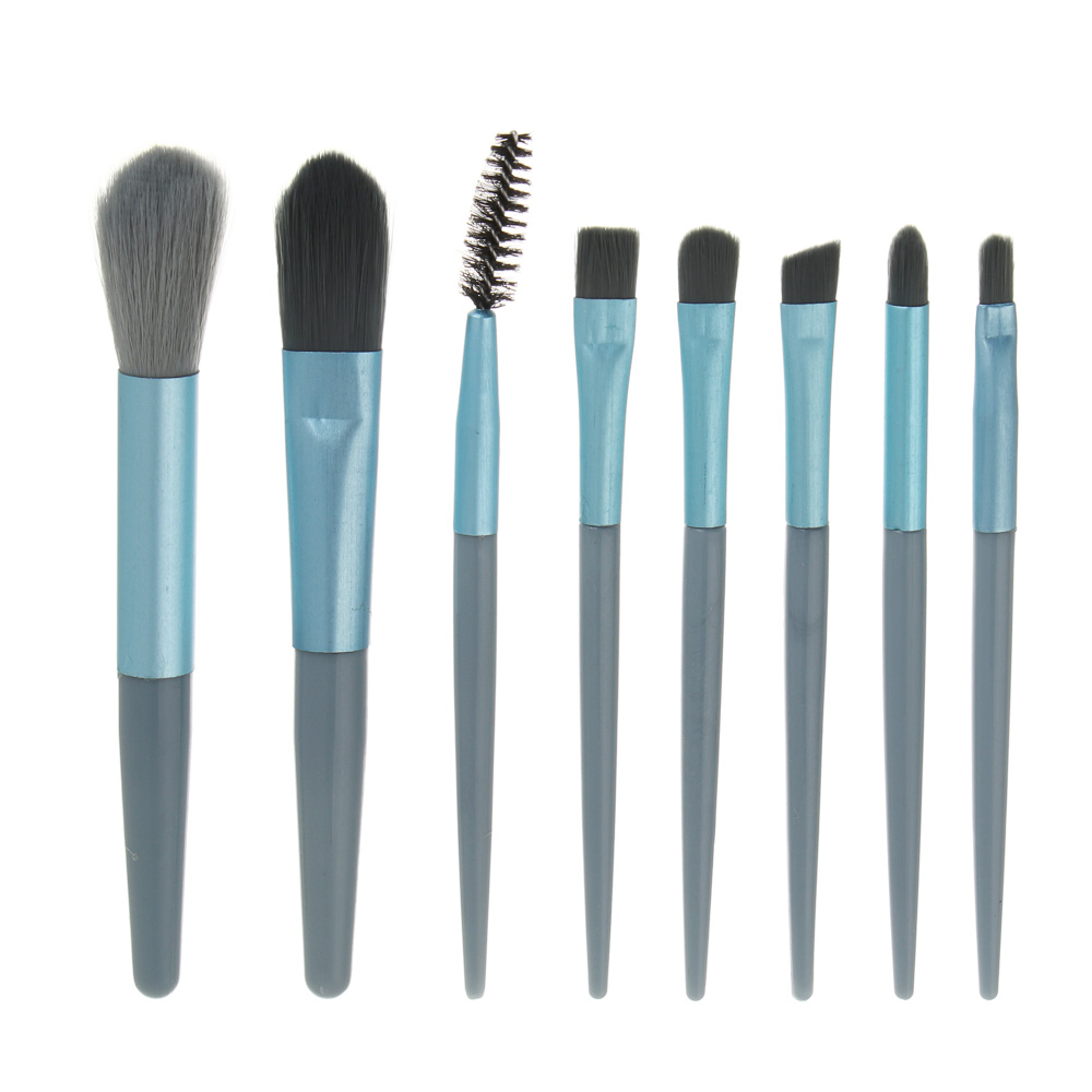 Кисти для визажа 8 шт тм ЮНИLOOK ,пластик, металл, иск.ворс, ПУ, 10,5-12 см, 3 цвета - #3