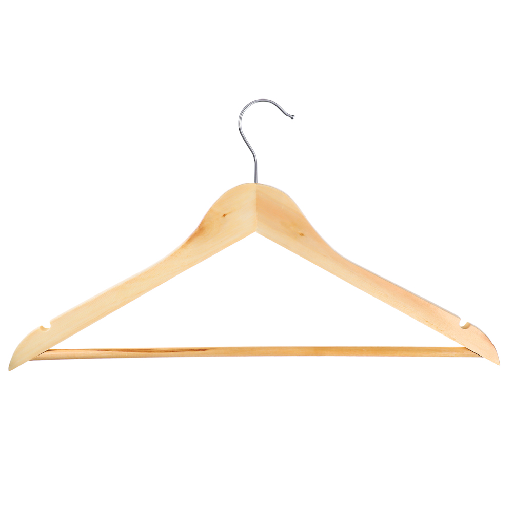 Вешалка для одежды тм VETTA, 45см, деревянная, хром, цвет светлое дерево - #1