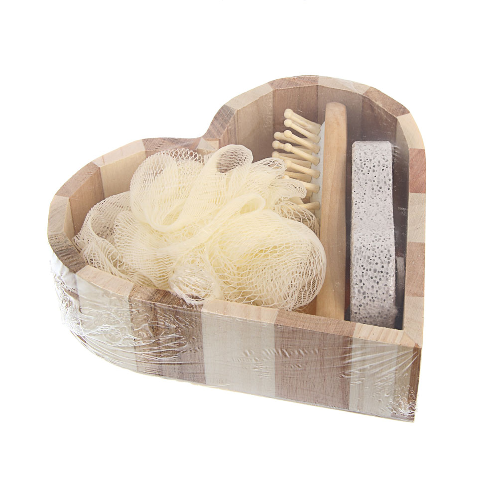 Набор подарочный тм LADECOR мочалка, расческа, пемза, 15*4*15 см, бамбук, полиэстер, пемза - #13