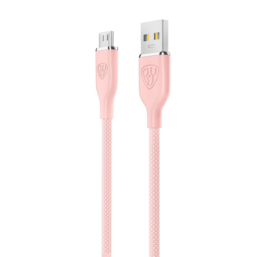 BY Кабель для зарядки Elite Micro USB, 3А, 1м, Быстрая зарядка QC3.0, 100см, розовый - #3