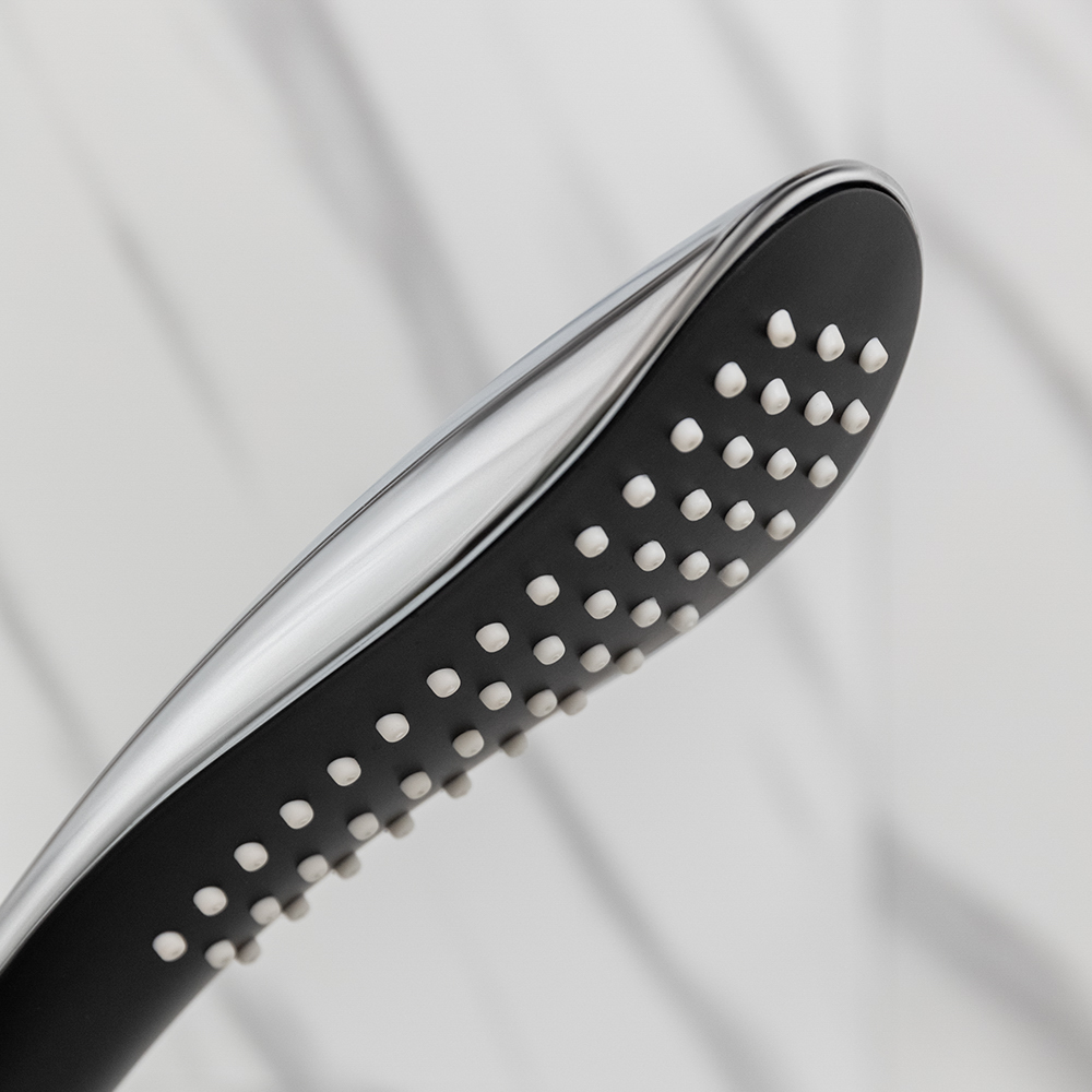Лейка для душа, 1 режим, 63х250 мм, черный/хром - #7
