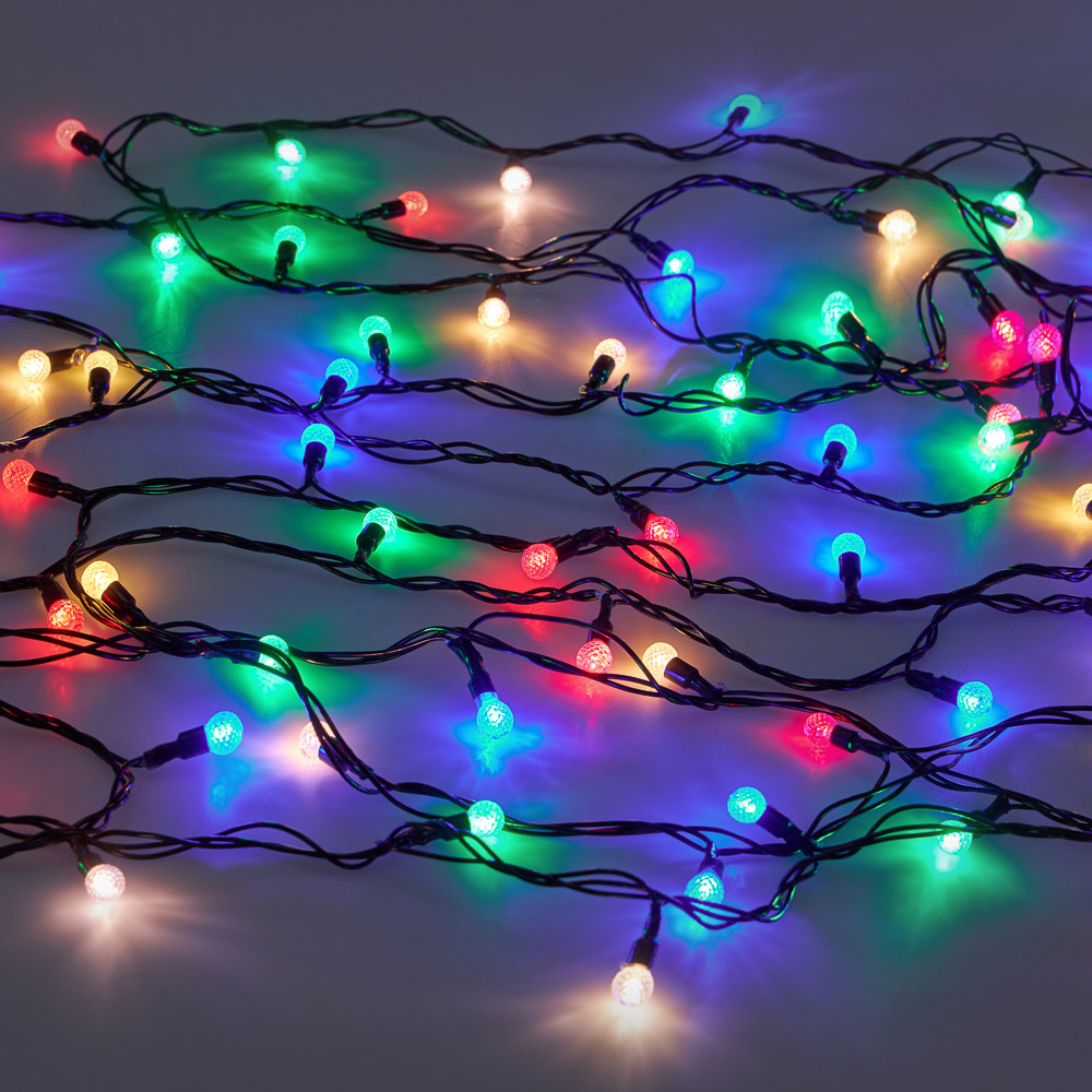СНОУ БУМ Гирлянда эл. улич. с насадками "Шарики", 10м,100LED, мульти, 8 реж, ПВХ черный, 220В - #7