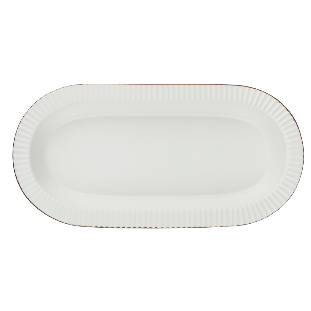 Блюдо овальное Лусия тм MILLIMI, 31,5х14,5см, фарфор, кремовый - #5
