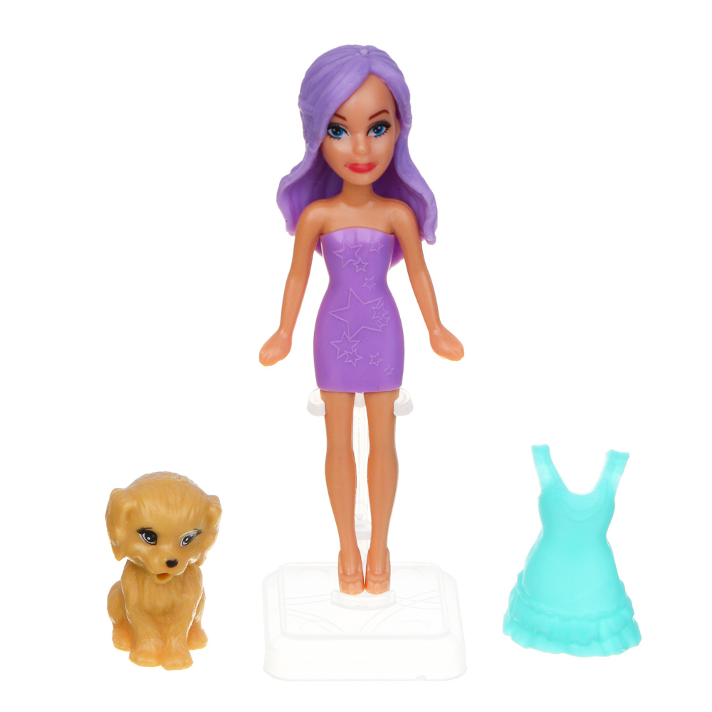 ИГРОЛЕНД Кукла 9 см с питомцем, ABS, PP, 9,5х2,5х12,5 см, 4 дизайна - #4