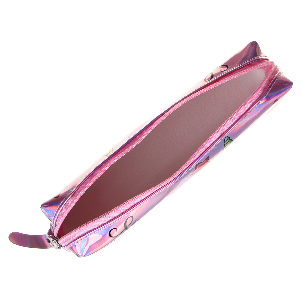 Пенал прямоугольный 19х5х4,5см, ТПУ цвета "металлик" с цветной печатью, 4 дизайна "Ламы / Единороги" - #4