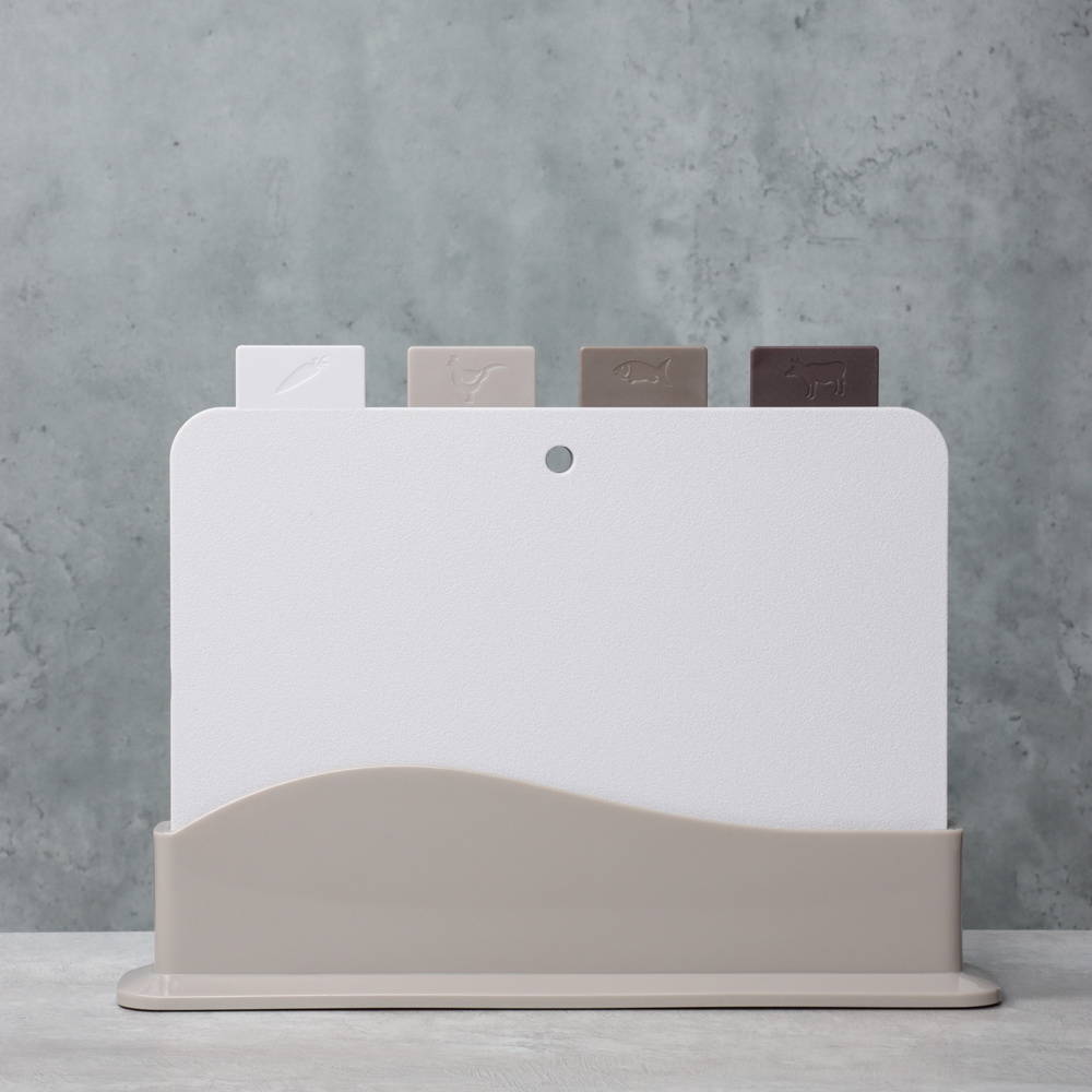 SATOSHI Набор досок разделочных на подставке 5пр 30х24х0,2см, пластик - #12