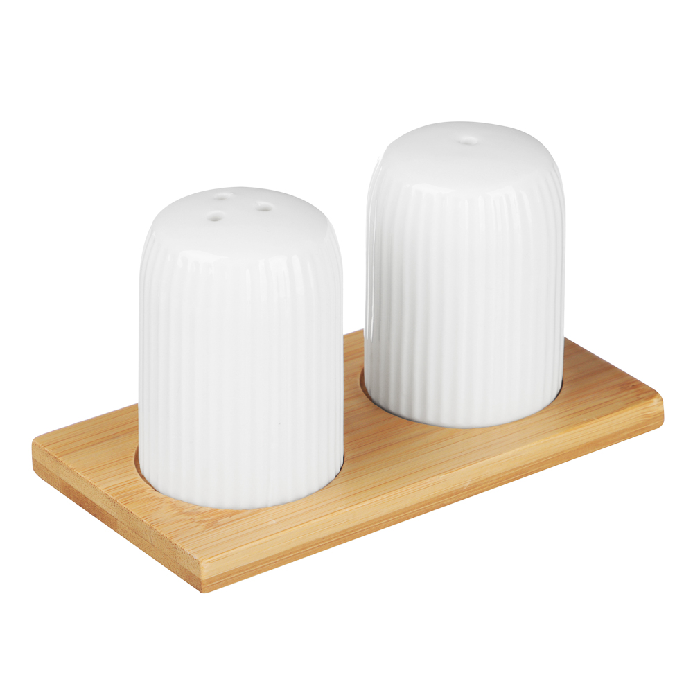 Набор для соли и перца тм MILLIMI, 60 мл × 2, фарфор, бамбук - #3