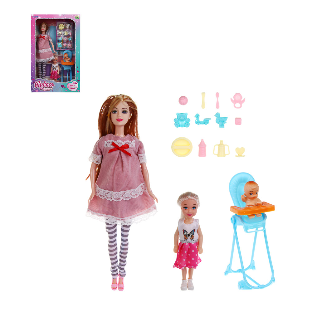 ИГРОЛЕНД Кукла 28 см с животиком и с детьми и акс., PVC, ABS, полиэстер, 21х7,1х33 см, 2 диз - #1