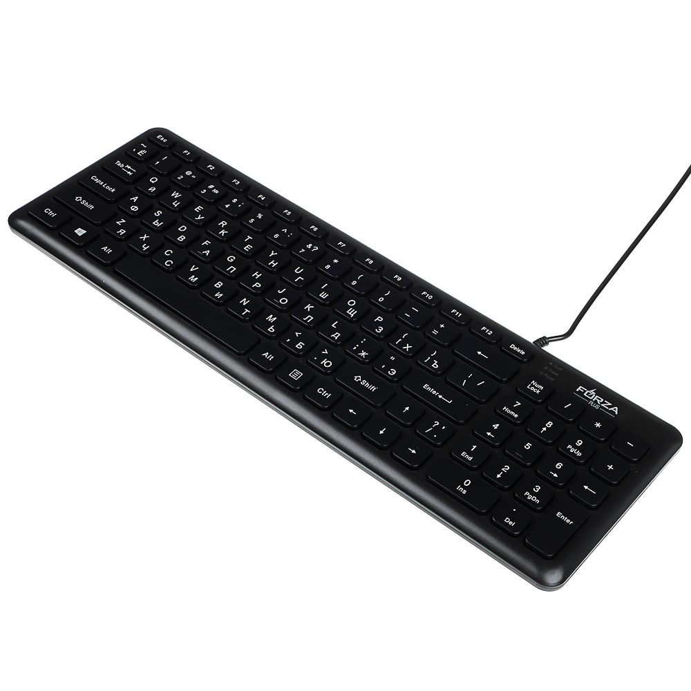 FORZA Клавиатура проводная, черный, 382x126x21.3мм, кабель 150см - #3