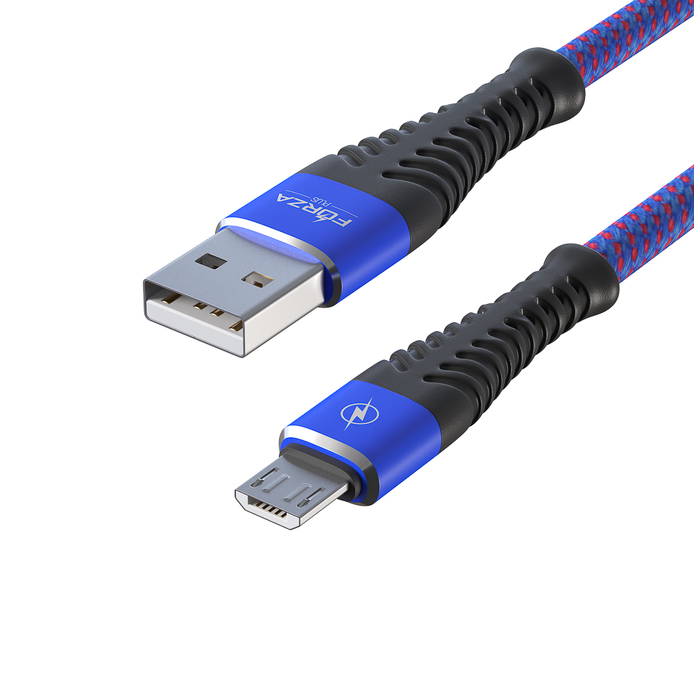 FORZA Кабель для зарядки Венеция Micro USB, 1м, 2А, тканевая оплётка, 3 цвета, пакет - #8