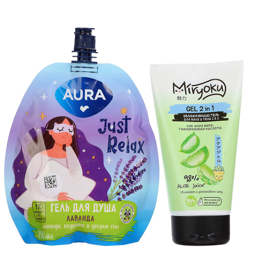 Подарочный набор женский AURA Гель д/душа, 250мл+MIRYOKU Увлажняющий гель д/лица и тела 2в1, 150мл - #2