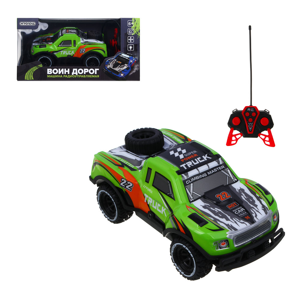 ИГРОЛЕНД Машина на РУ "Воин Дорог", 4-канальн.пульт, свет, 5хАА, PVC, ABS, TRP, 33х17х11см, 2 диз - #1