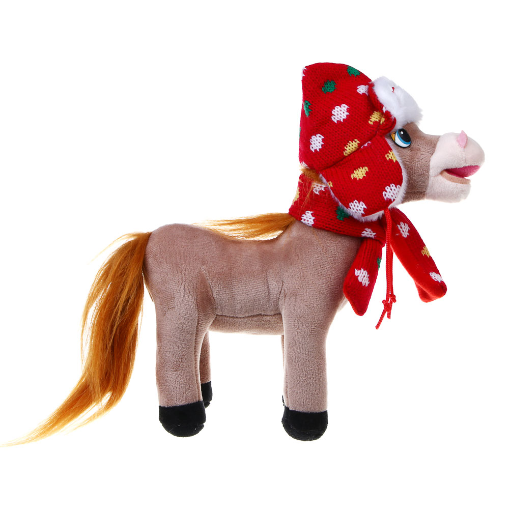 СНОУ БУМ Мягкий сувенир Лошадка в шапке 22 см, полиэстер - #3