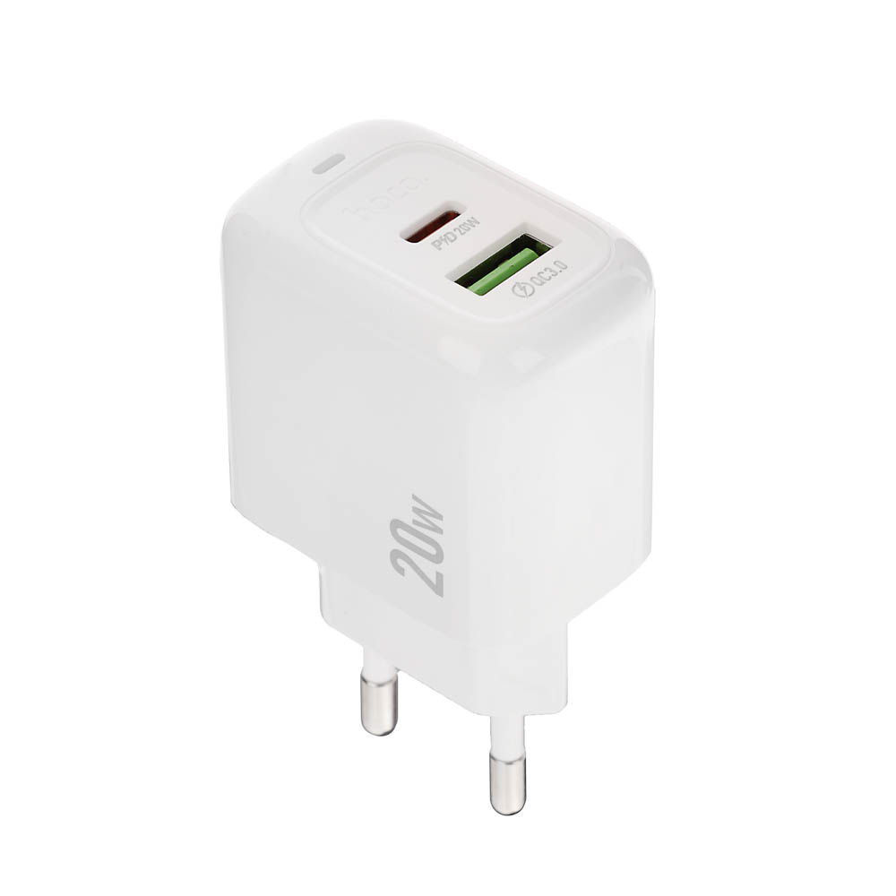 hoco. Зарядное устройство модель CS54A, USB-С PD 20W+QC3.0, цвет: белый - #11