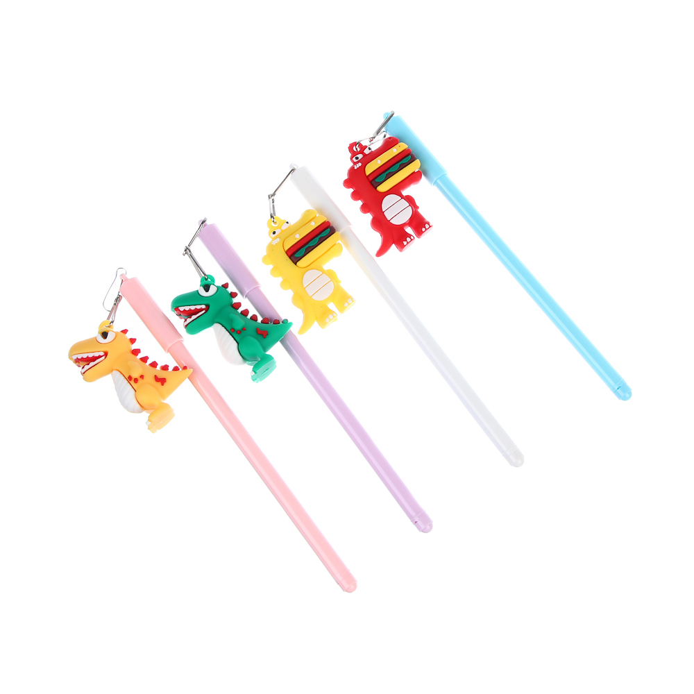 Ручка гелевая черная 0,5мм, с фигуркой "Дино бургер", 4 вида - #1