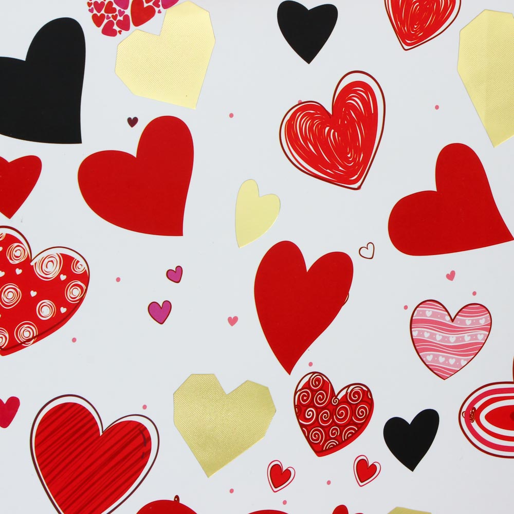 Пакет подарочный бумажный "Сердца", 26x32x10 см, 4 дизайна - #3