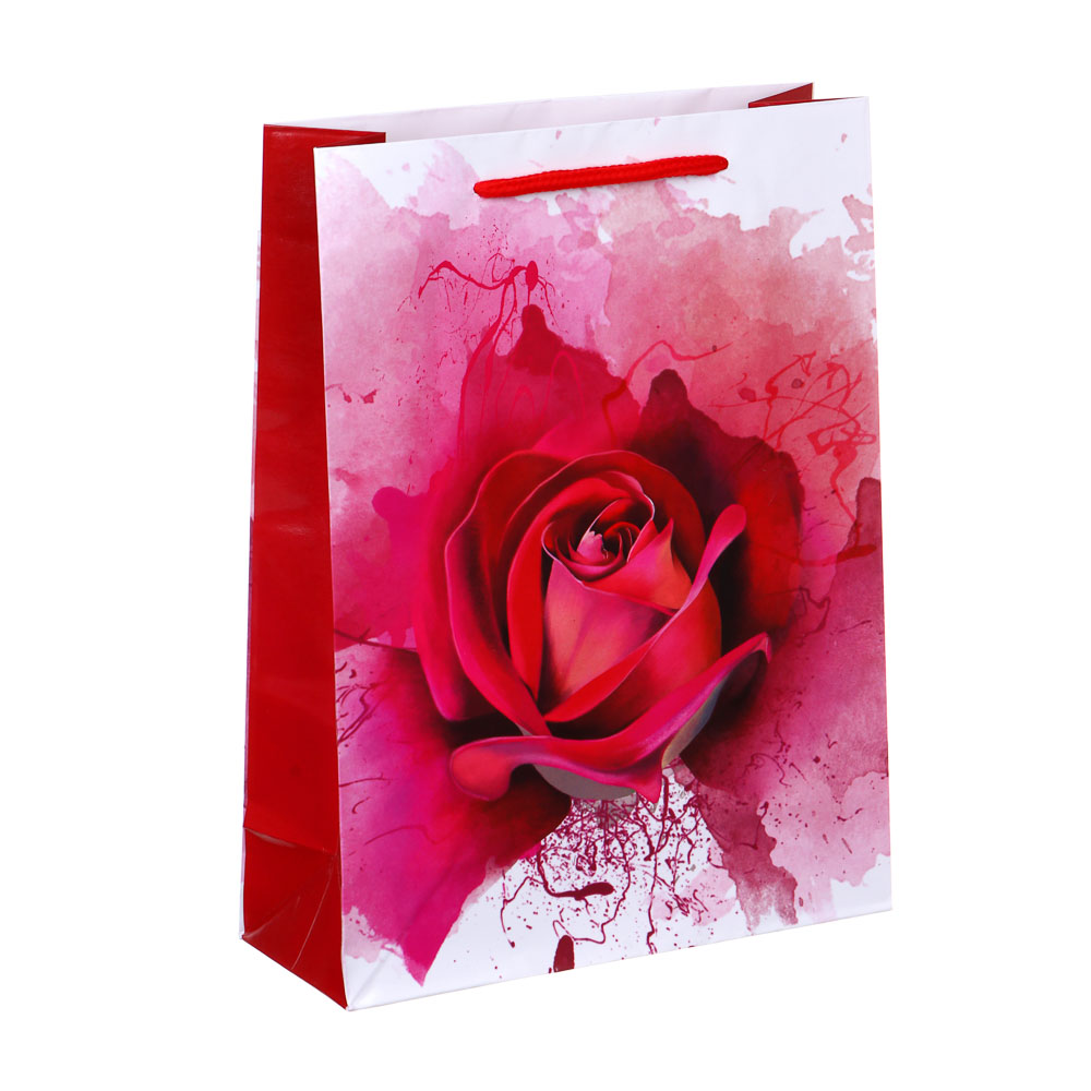 LADECOR Пакет подарочный бумажный, 18x24x7 см, 4 дизайна, Цветы акварель - #2