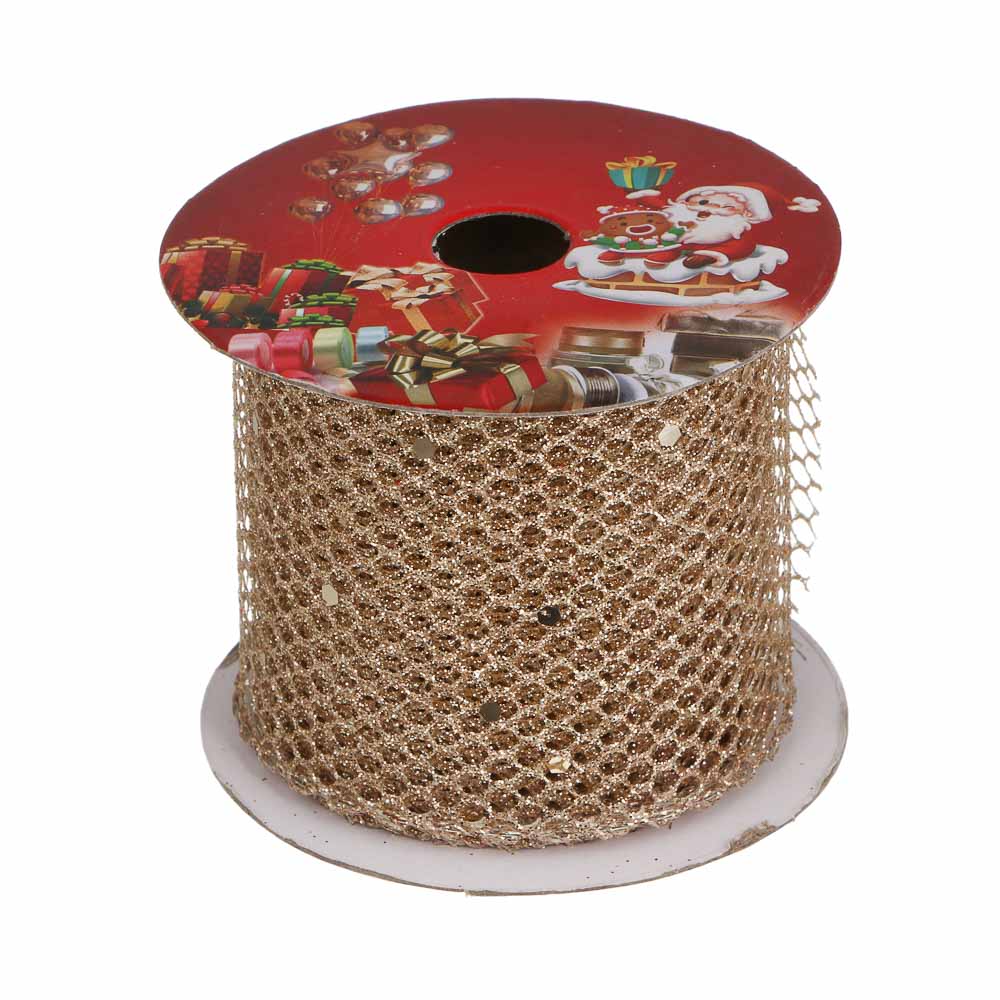 Лента новогодняя, 6,3 см x 2,7 м, полиэстер, арт.1, микс 12 шт. - #2