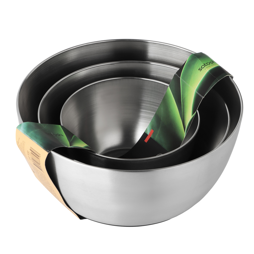 SATOSHI Набор салатников с противоскользящим дном, 14-19-22см, 800-1750-2700мл, нерж.сталь - #10