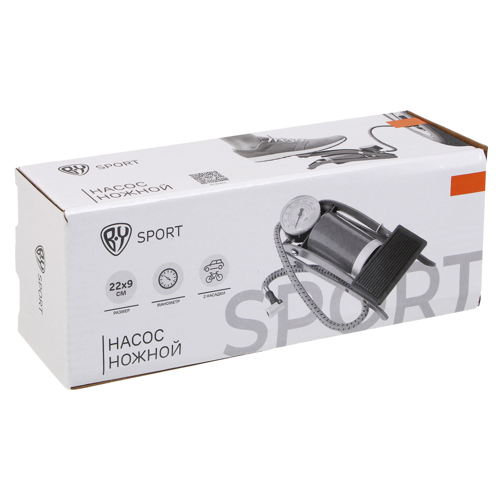 Насос ножной с манометром, тм BY SPORT, 22x9см, металл - #10