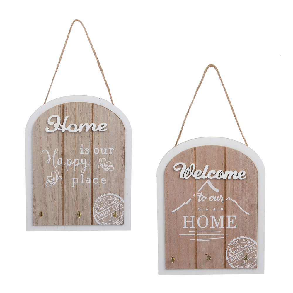 Ключница открытого типа, 3 крючка, 14,5x19x2,5см, МДФ, металл, 2 дизайна - #1