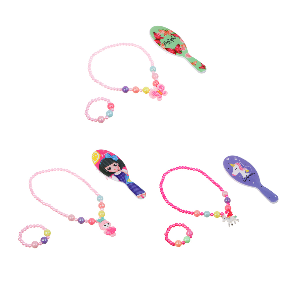 BY Русские супергерои Набор детской бижутерии в рюкзаке 19х14х5см: бусы, браслет, расческа, 3 диз. - #1